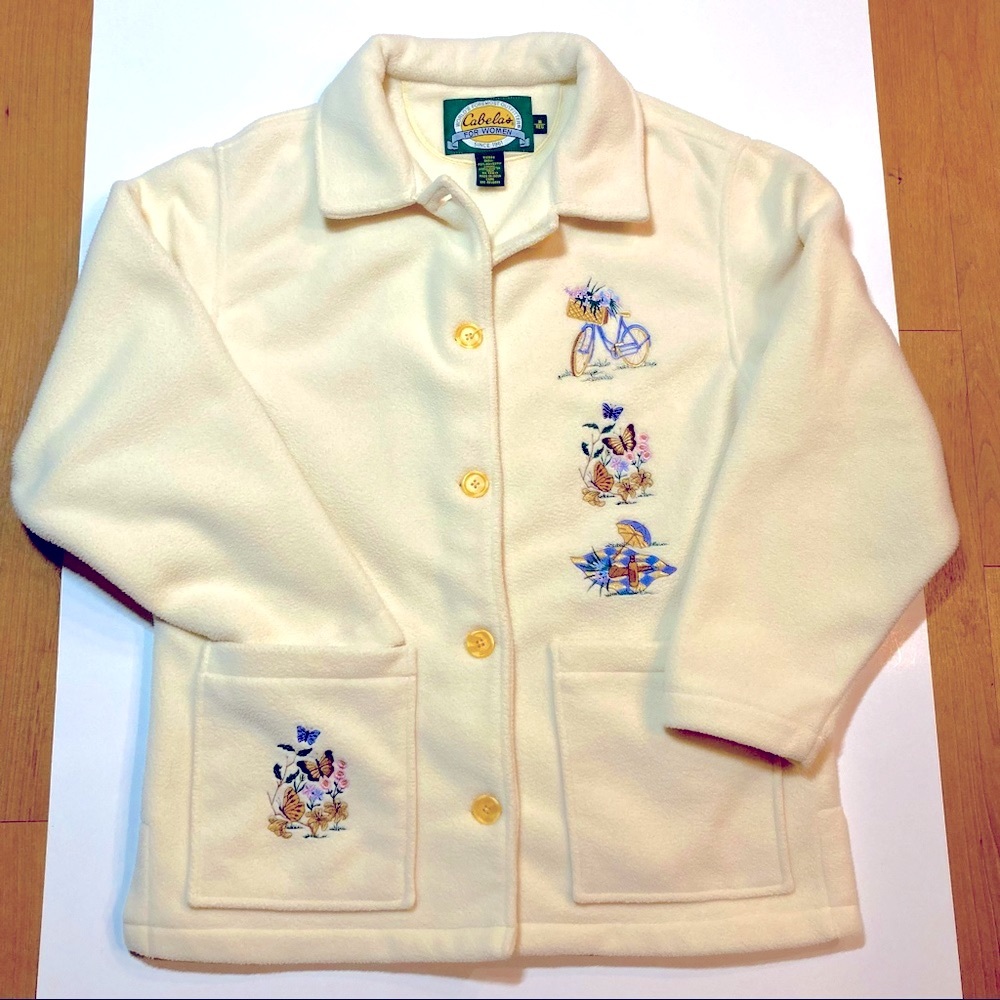 Vintage Cabela’s for Women Embroidered Sherpa Button up Sweater Barn Coat Size M